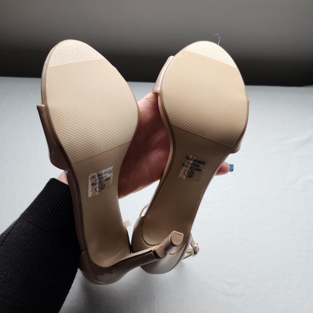 Women's Nude Heel Pumps Open Toe Size 10 NWOT - Picture 6 of 7